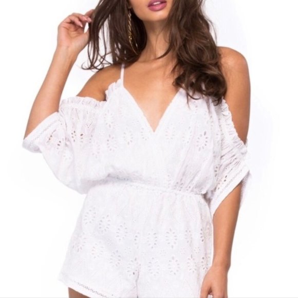 Revolve Lovers + Friends Malia White Eyelet Romper - Picture 6 of 7